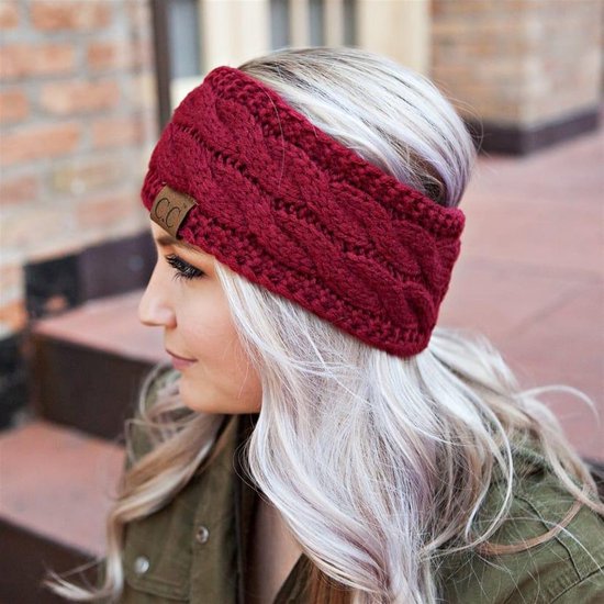 Rode Wollen Hoofdband Dames | Warme Winter Haarband Beanie | Gebreide Hoofdband