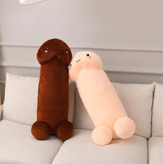 Penis Knuffel 1 Meter Bruin | Grappig Piemel Kussen | Vrijgezellenfeest Cadeau