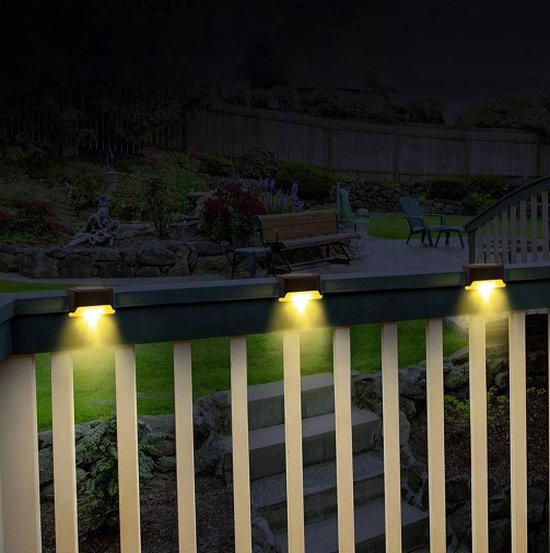 Solar Muurlamp Zwart Set van 4 | Waterdicht | Warm Wit | Tuin & Pad Verlichting op Zonne-energie