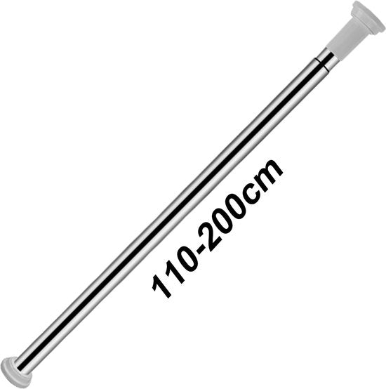 Douchegordijnstang Zonder Boren 110-200cm | Telescoop | Antislip | RVS Aluminium