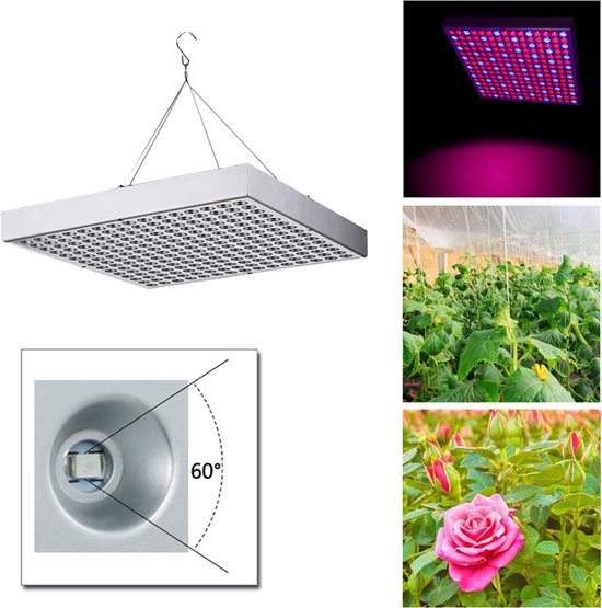 LED Groeilamp 45W Full Spectrum | 225 LEDs | Kweeklamp Groei & Bloei | 30x30cm Binnen