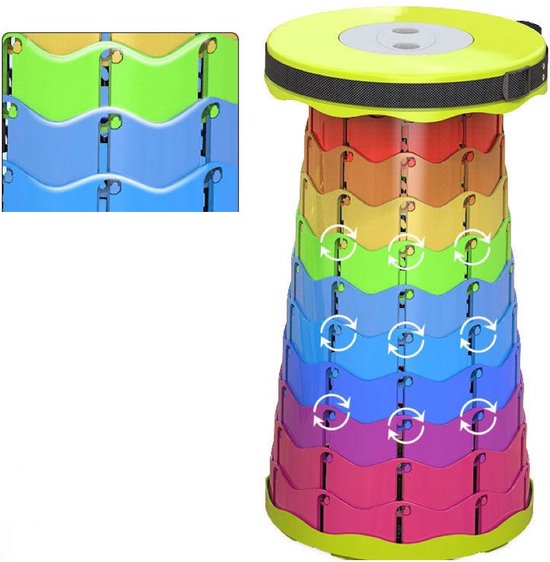 Opvouwbare Kruk Zwart | Verstelbaar 6–45cm | 150kg | Festival, Kamperen & Reizen