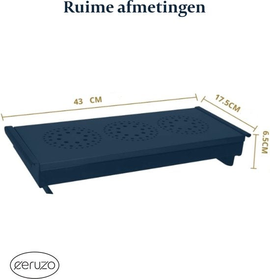 Warmhoudplaat Rechaud Zwart | 3 Branders | 43cm | Non-stick | Aluminium & RVS