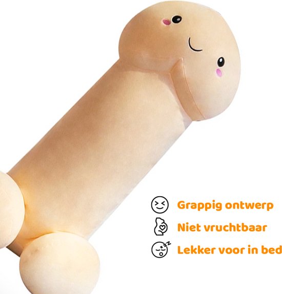 XXL Penis Knuffel 1 Meter | Grappig Piemel Kussen | Vrijgezellenfeest Cadeau | Crème Wit