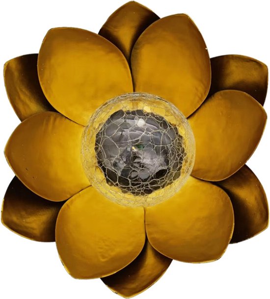 Lotus Tuinlamp Solar Goudgeel | Warm Wit | Dagsensor | Decoratieve Buitenverlichting