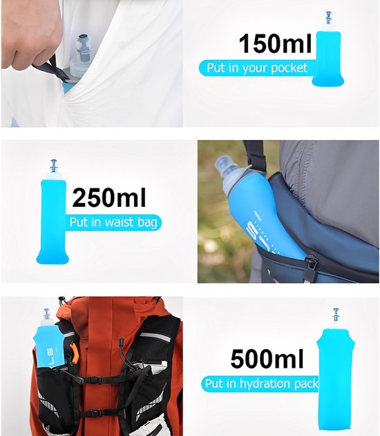 Hardloop Soft Flask Set van 2 × 500ml | Opvouwbare Drinkfles voor Trail & Hiking