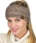 Confetti Beige Wollen Hoofdband Dames | Warme Winter Haarband Beanie | Gebreide Hoofdband