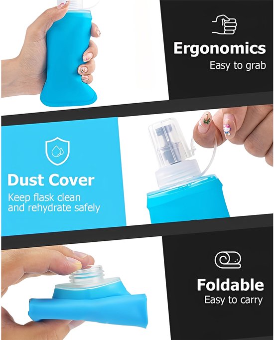 Hardloop Soft Flask Set van 2 × 500ml | Opvouwbare Drinkfles voor Trail & Hiking