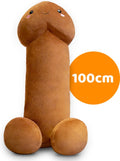 Penis Knuffel 1 Meter Bruin | Grappig Piemel Kussen | Vrijgezellenfeest Cadeau